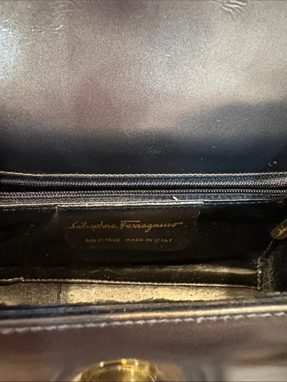 Ferragamo Vintage Metallic Silver Leather Crossbody Bag